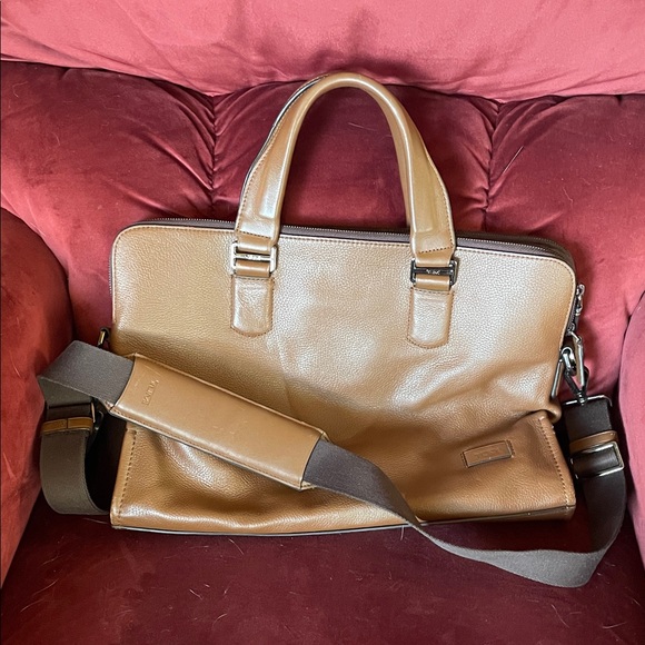Tumi Tan Leather Laptop Bag